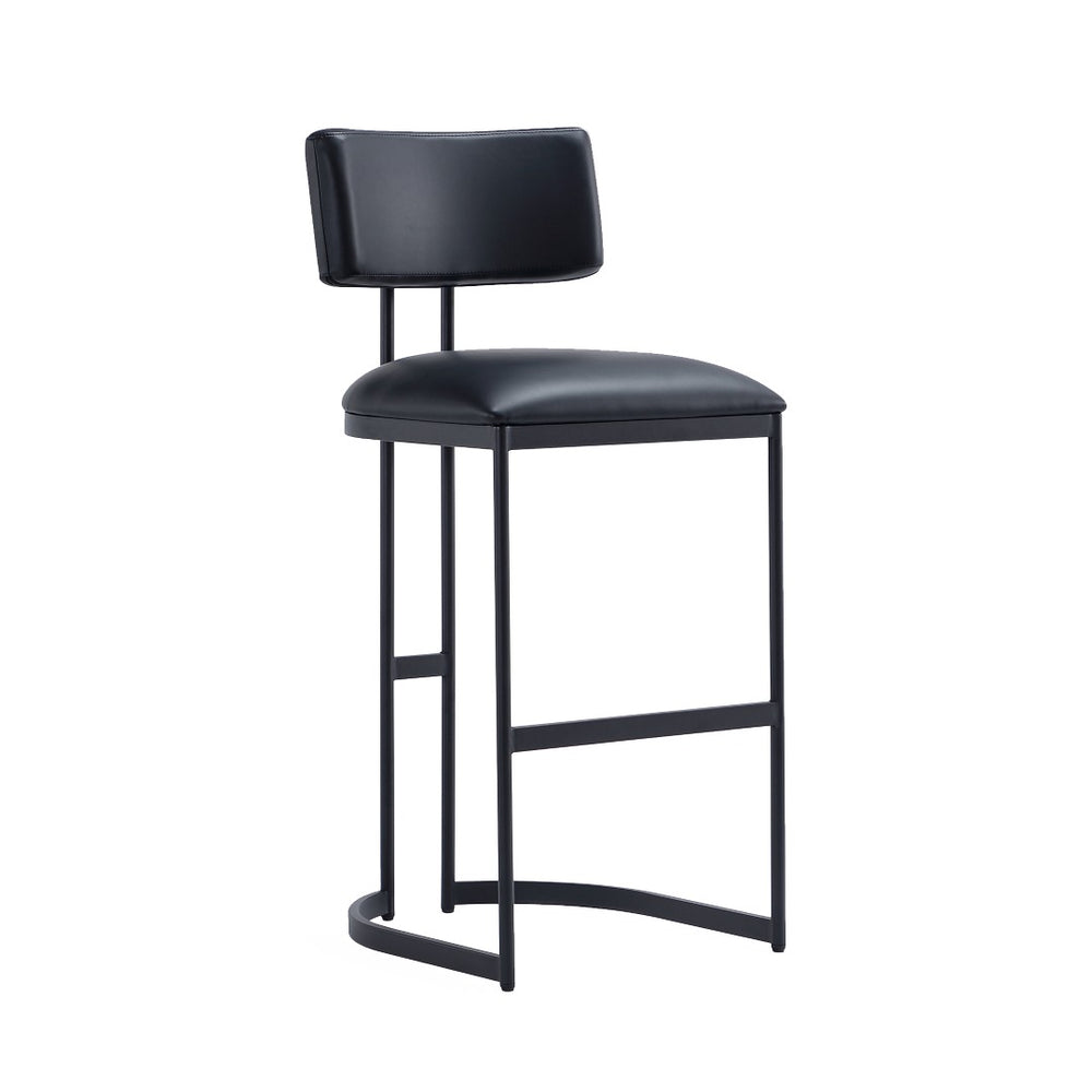 English Elm Barstool with Curved Back and Open Arch Base for Kitchen Island or Counter Dining Black B365P504243