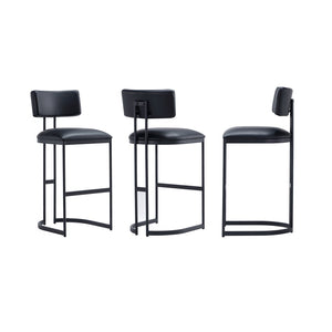 English Elm Barstool with Curved Back and Open Arch Base for Kitchen Island or Counter Dining Black B365P504243