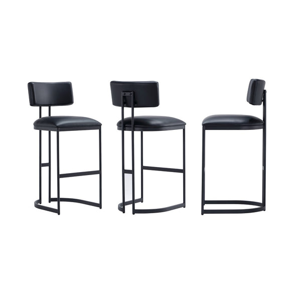 English Elm Barstool with Curved Back and Open Arch Base for Kitchen Island or Counter Dining Black B365P504243