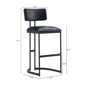English Elm Barstool with Curved Back and Open Arch Base for Kitchen Island or Counter Dining Black B365P504243