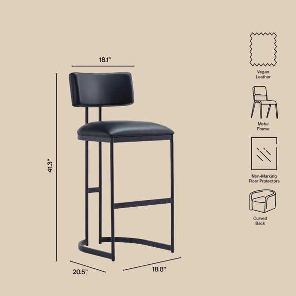 English Elm Barstool with Curved Back and Open Arch Base for Kitchen Island or Counter Dining Black B365P504243
