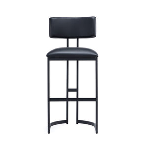 English Elm Barstool with Curved Back and Open Arch Base for Kitchen Island or Counter Dining Black B365P504243