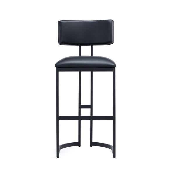 English Elm Barstool with Curved Back and Open Arch Base for Kitchen Island or Counter Dining Black B365P504243