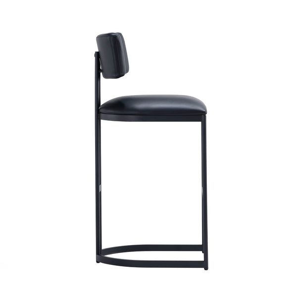 English Elm Barstool with Curved Back and Open Arch Base for Kitchen Island or Counter Dining Black B365P504243