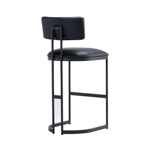 English Elm Barstool with Curved Back and Open Arch Base for Kitchen Island or Counter Dining Black B365P504243