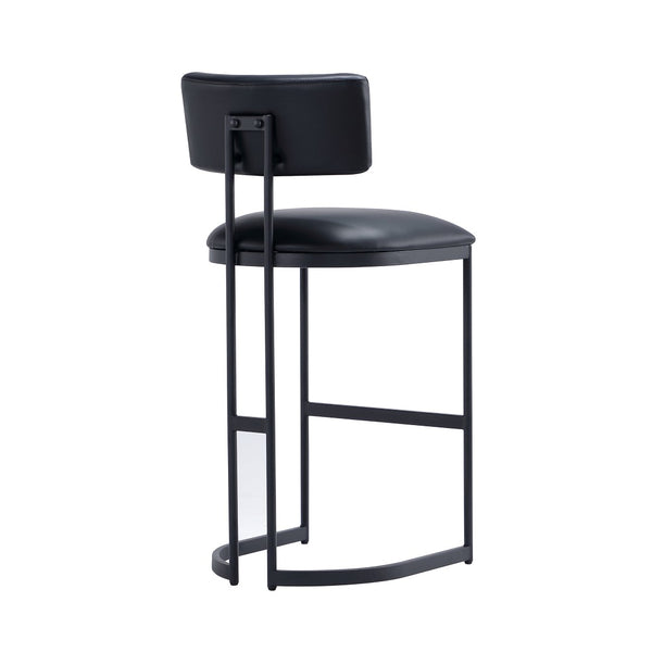 English Elm Barstool with Curved Back and Open Arch Base for Kitchen Island or Counter Dining Black B365P504243