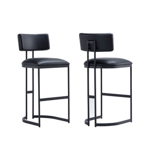 English Elm Barstool with Curved Back and Open Arch Base for Kitchen Island or Counter Dining Black B365P504243