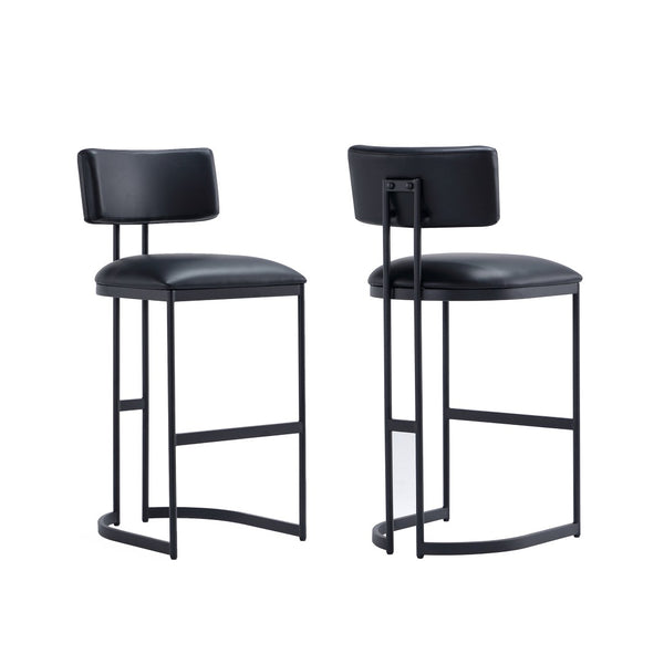 English Elm Barstool with Curved Back and Open Arch Base for Kitchen Island or Counter Dining Black B365P504243
