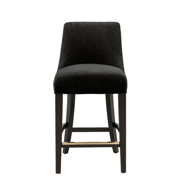 English Elm Counter Stool with Padded Backrest and Curved Seat for Kitchen Islands or Home Bars Black B365P504244