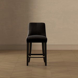 English Elm Counter Stool with Padded Backrest and Curved Seat for Kitchen Islands or Home Bars Black B365P504244