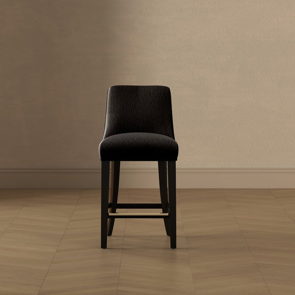 English Elm Counter Stool with Padded Backrest and Curved Seat for Kitchen Islands or Home Bars Black B365P504244