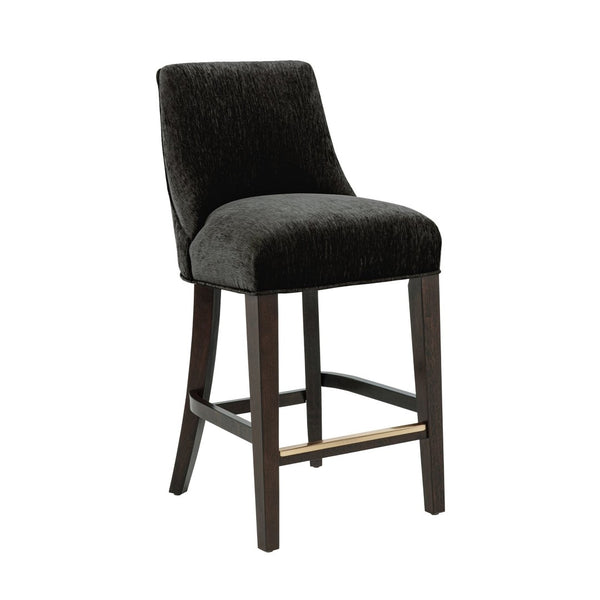 English Elm Counter Stool with Padded Backrest and Curved Seat for Kitchen Islands or Home Bars Black B365P504244