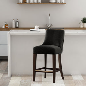 English Elm Counter Stool with Padded Backrest and Curved Seat for Kitchen Islands or Home Bars Black B365P504244
