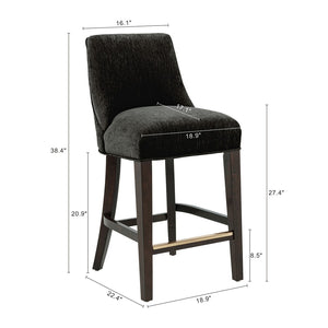 English Elm Counter Stool with Padded Backrest and Curved Seat for Kitchen Islands or Home Bars Black B365P504244