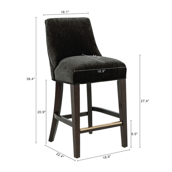 English Elm Counter Stool with Padded Backrest and Curved Seat for Kitchen Islands or Home Bars Black B365P504244