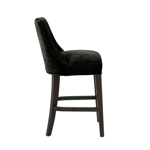 English Elm Counter Stool with Padded Backrest and Curved Seat for Kitchen Islands or Home Bars Black B365P504244