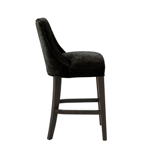 English Elm Counter Stool with Padded Backrest and Curved Seat for Kitchen Islands or Home Bars Black B365P504244