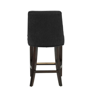 English Elm Counter Stool with Padded Backrest and Curved Seat for Kitchen Islands or Home Bars Black B365P504244