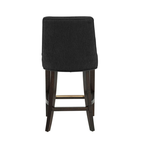 English Elm Counter Stool with Padded Backrest and Curved Seat for Kitchen Islands or Home Bars Black B365P504244