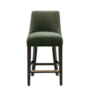 English Elm Counter Stool with Padded Backrest and Curved Seat for Kitchen Islands or Home Bars Green B365P504245
