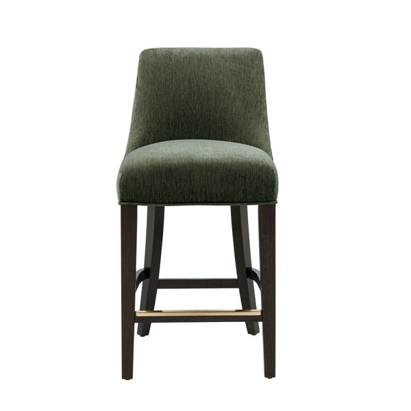 English Elm Counter Stool with Padded Backrest and Curved Seat for Kitchen Islands or Home Bars Green B365P504245