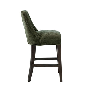 English Elm Counter Stool with Padded Backrest and Curved Seat for Kitchen Islands or Home Bars Green B365P504245