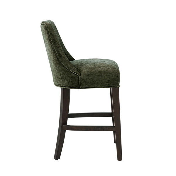 English Elm Counter Stool with Padded Backrest and Curved Seat for Kitchen Islands or Home Bars Green B365P504245