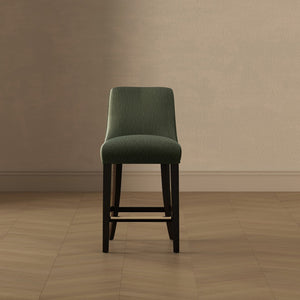 English Elm Counter Stool with Padded Backrest and Curved Seat for Kitchen Islands or Home Bars Green B365P504245