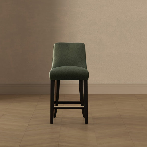 English Elm Counter Stool with Padded Backrest and Curved Seat for Kitchen Islands or Home Bars Green B365P504245