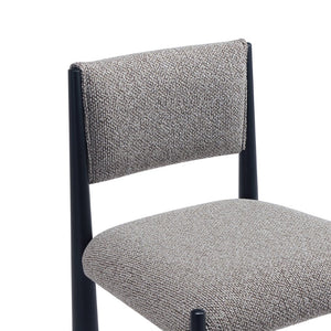 English Elm Counter Stool with Boucle Upholstery Padded Back and Tapered Metal Legs for Kitchen Islands Mushroom B365P504248