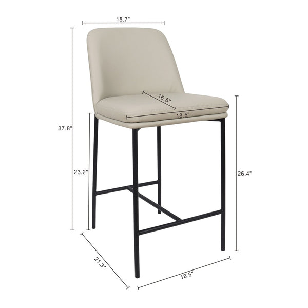 English Elm Counter Stools Set of 2 Leatherette Upholstered Curved Back Matte Steel Kitchen Pair Stone Gray B365P504249