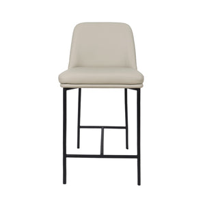 English Elm Counter Stools Set of 2 Leatherette Upholstered Curved Back Matte Steel Kitchen Pair Stone Gray B365P504249