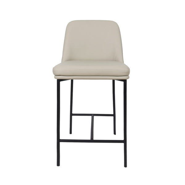 English Elm Counter Stools Set of 2 Leatherette Upholstered Curved Back Matte Steel Kitchen Pair Stone Gray B365P504249