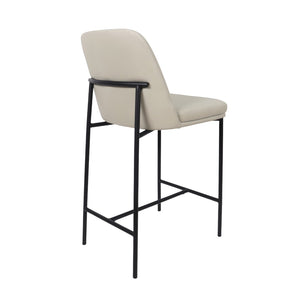 English Elm Counter Stools Set of 2 Leatherette Upholstered Curved Back Matte Steel Kitchen Pair Stone Gray B365P504249