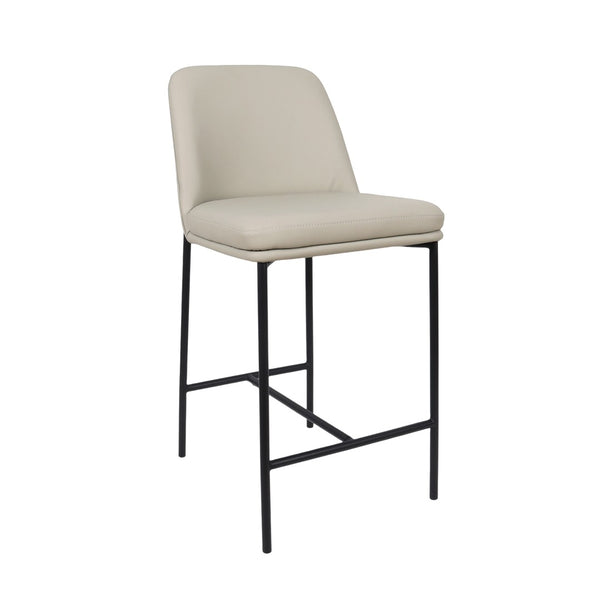English Elm Counter Stools Set of 2 Leatherette Upholstered Curved Back Matte Steel Kitchen Pair Stone Gray B365P504249