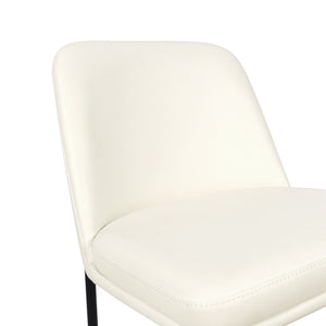 English Elm Counter Stools Set of 2 Leatherette Upholstered Curved Back Matte Steel Kitchen Pair Ivory B365P504251