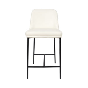 English Elm Counter Stools Set of 2 Leatherette Upholstered Curved Back Matte Steel Kitchen Pair Ivory B365P504251