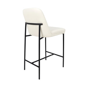 English Elm Counter Stools Set of 2 Leatherette Upholstered Curved Back Matte Steel Kitchen Pair Ivory B365P504251