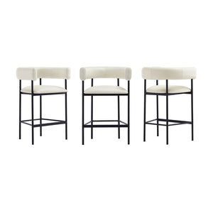 English Elm Counter Stool with Wraparound Vegan Leather Seat for Kitchen Island or Bar Ivory B365P504252