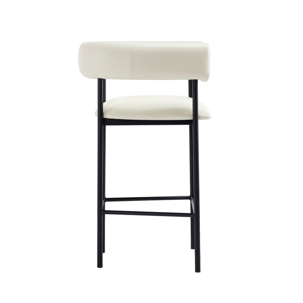English Elm Counter Stool with Wraparound Vegan Leather Seat for Kitchen Island or Bar Ivory B365P504252