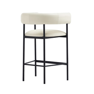 English Elm Counter Stool with Wraparound Vegan Leather Seat for Kitchen Island or Bar Ivory B365P504252