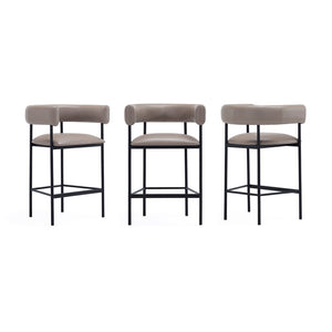 English Elm Counter Stool with Wraparound Vegan Leather Seat for Kitchen Island or Bar Taupe B365P504253