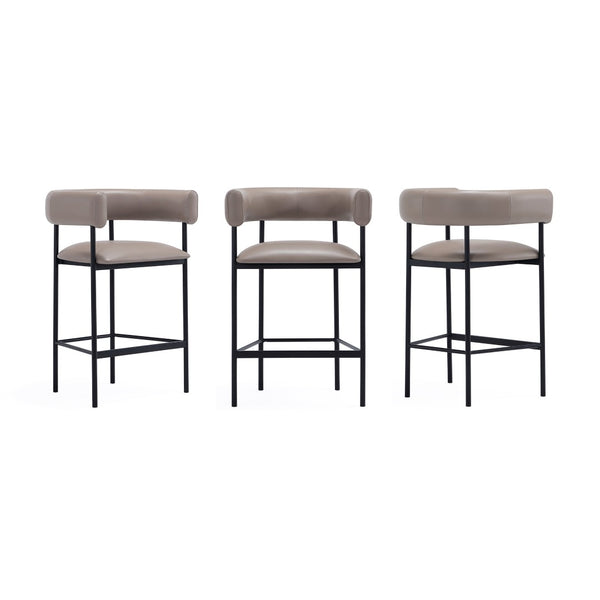 English Elm Counter Stool with Wraparound Vegan Leather Seat for Kitchen Island or Bar Taupe B365P504253