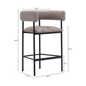 English Elm Counter Stool with Wraparound Vegan Leather Seat for Kitchen Island or Bar Taupe B365P504253