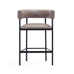 English Elm Counter Stool with Wraparound Vegan Leather Seat for Kitchen Island or Bar Taupe B365P504253