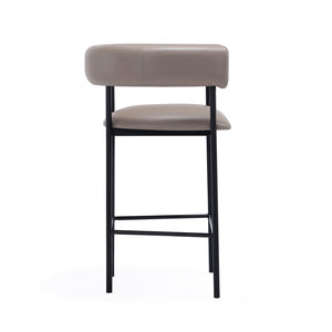 English Elm Counter Stool with Wraparound Vegan Leather Seat for Kitchen Island or Bar Taupe B365P504253