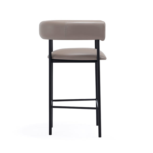 English Elm Counter Stool with Wraparound Vegan Leather Seat for Kitchen Island or Bar Taupe B365P504253