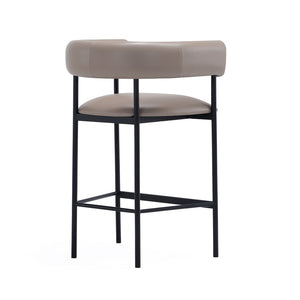 English Elm Counter Stool with Wraparound Vegan Leather Seat for Kitchen Island or Bar Taupe B365P504253
