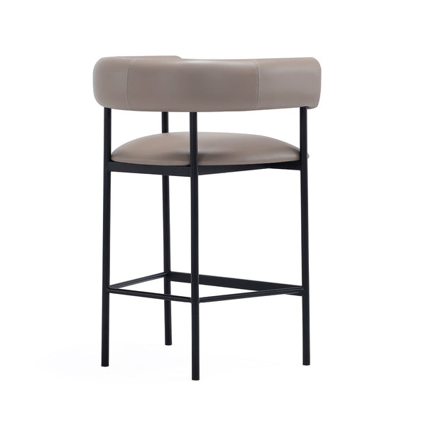 English Elm Counter Stool with Wraparound Vegan Leather Seat for Kitchen Island or Bar Taupe B365P504253