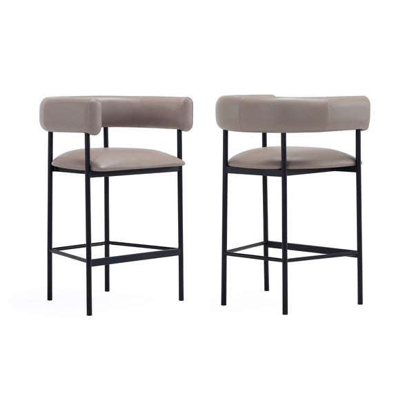 English Elm Counter Stool with Wraparound Vegan Leather Seat for Kitchen Island or Bar Taupe B365P504253